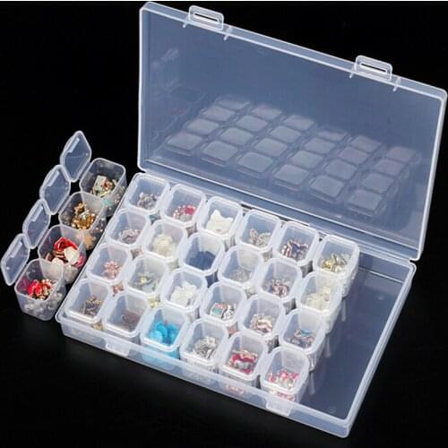 28-grid Jewlery Box Jewelry Box Nail Art Diamond Box Storage Box Multi-seperated Transparent Small Box Loose Bead Box 28 Grids