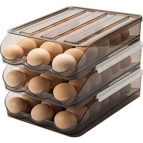 Automatic rolling egg box refrigerator drawer type fresh keeping storage box egg storage device kitchen portable egg tray