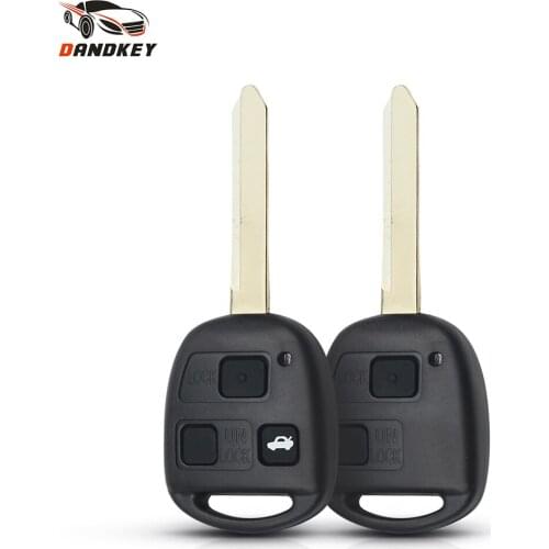 Dandkey Key Shell Blank Case Fob 2 3 Buttons For Toyota RAV4 Yaris Uncut TOY47 Blade Auto Key Replacement With Rubber Button Pad