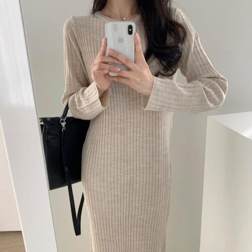 Black Knitwear Loose Winter Clothes 2021 Sweater Dress Women Solid Autumn Casual Warm Thick Knitted Woman Korean Dresses Vestido
