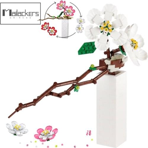 Mailackers Friends For Girl Flower Decoration Building Blocks MOC Friends Flower Bouquet Vase Ornaments Bricks Toys for children