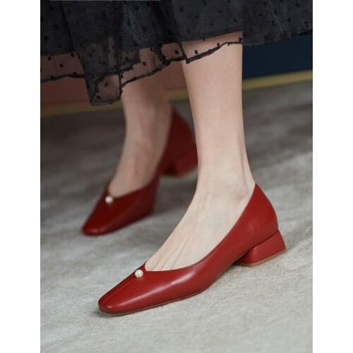 EshtonShero Women Pumps Office Slip On Round Head Square Low Heel Shoes Women Leisure Comfortable Ladiess Wedding Shoes