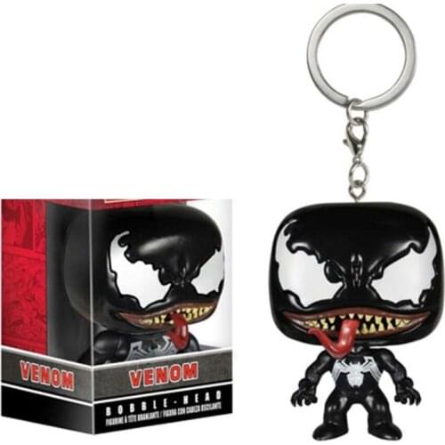 With retail box Keychain Official Venom Q Model Collectible Action Figure Toys For Children Christmas Present Gifts