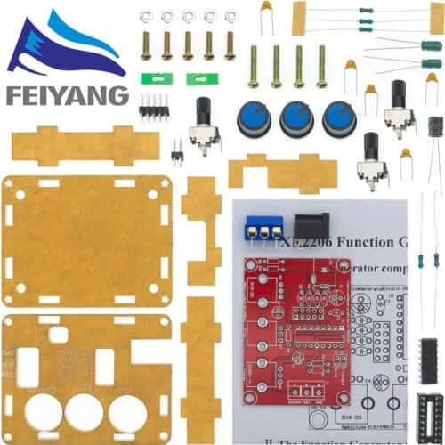 Function Signal Generator DIY Kit Sine/Triangle/Square Output 1Hz-1MHz Signal Generator Adjustable Frequency Amplitude XR2206