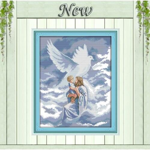 Jesus and angel baby painting Counted print on canvas DMC 14CT 11CT Cross Stitch Needlework kit Embroidery Set,Crafts home Decor