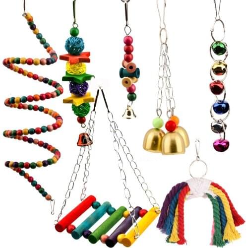 Parrot Bird Cage Chewing Toys Cockatiels Perch Swing Hammock Bell Swing Hanging Toys Pet Parakeets Finches Lovebirds Supplies