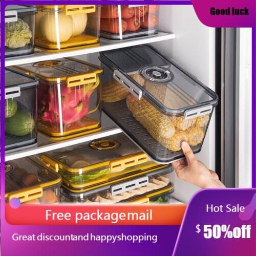 Refrigerator Storage Box Kitchen Storage Organization Container Food Grade PET Plastic Thickened Timekeeping Frozen Storages Box