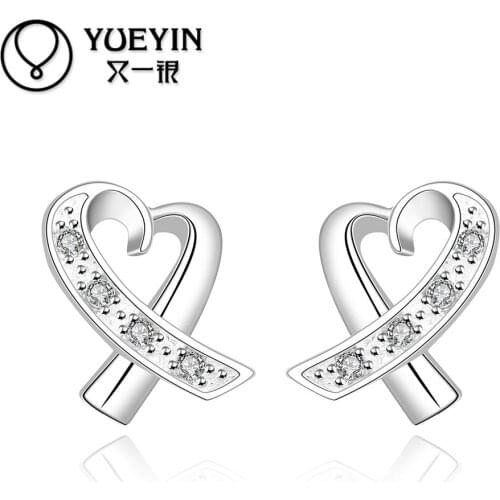 Cute earrings Wholesale chaep silver plated stud earrings for women fashion wedding jewelry Female ornaments