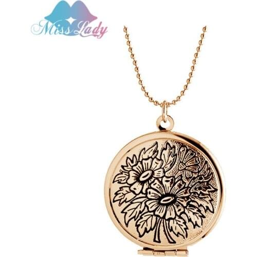 Miss Lady Valentines Day Gifts Retro Floating Charm Locket Pendant Necklace Flower DIY Photo Necklaces & Pendants MLY79N