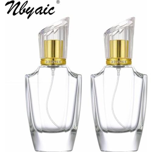 Nbyaic 50ml Irregular Diamond Lid Filled Glass Empty Bottle Large Capacity Perfume Replacement Spray Empty Bottle 1pcs