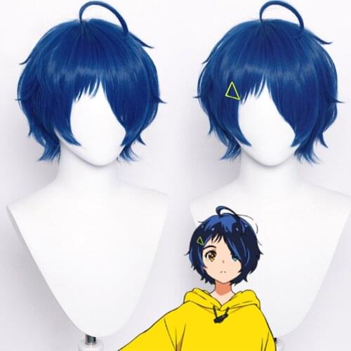 Cosplay Ohto Ai Wonder Egg Priority Cosplay 30cm Ink-blue Wig Cosplay Anime Cosplay Wigs Heat Resistant Synthetic Wigs Halloween