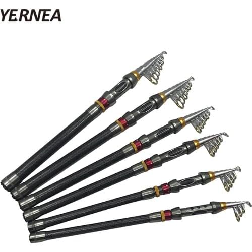 Yernea Carbon Portable Fiber Telescopic Fishing Rod Spinning Pole Hand Fishing Tackle Sea Ocean Rod 1.8M 2.1M 2.4M 2.7M 3.0M 3.6