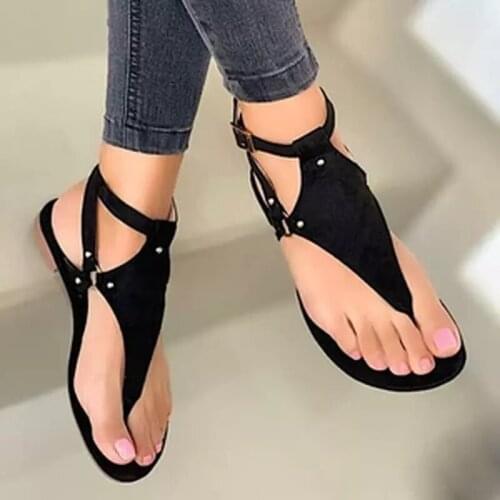 Women Summer Outdoor Beach Flip-flop Sandals Solid Fashion Gladiator Sandals Casual Flat Shoes