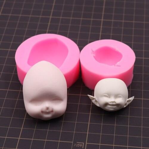 Super light clay soft pottery fondant silicone face mold diy elf doll face face mold cute baby face mold