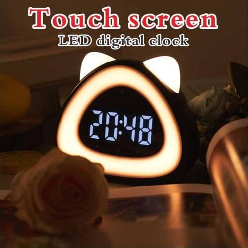 Led Digital Clock Table Cock Wake-Up Lamp Digital Alarm Clock Desk Electronic Bedside Clock With Thermometer Sound-Controlled
