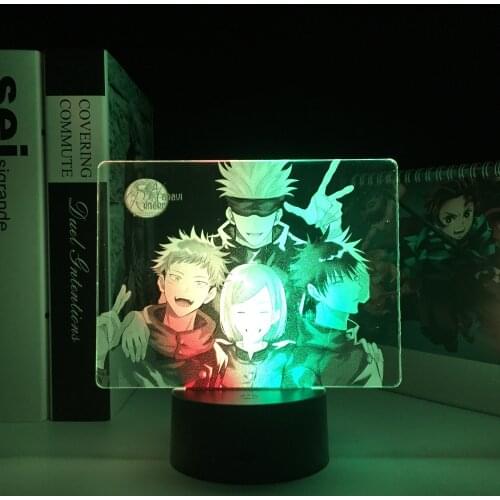 Colorful Anime Jujutsu Kaisen Group Two Tone Lamp for Kid Birthday Gift Bedroom Decor Manga Figure Two Tone LED Night Light