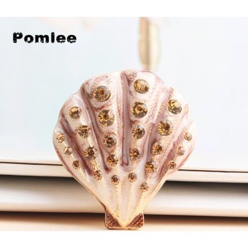 Pomlee Enamel Rhinestone Shell Brooches Women Animal Ocean Series Party Office Casual Brooch Pins Jewelry Gifts Wholesale
