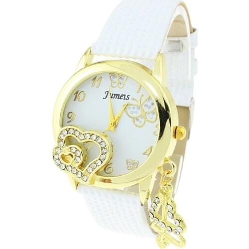 Womens Fashion Watch Sweet Rhinestone Trendy Accessory Uhren for Women Leather Strap Wrist Watch Reloj Mujer Drop Shipping 0386