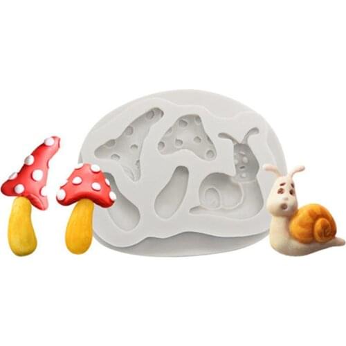 E085-2 wedding cake topper silicone cake mold Snails Mushroom fondant cake decorating tools Cartoon Decoration