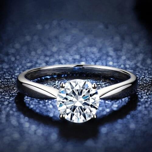 Real 925 Sterling Silver Engagement Rings for Women 1ct Diamond Elegant Jewelry Gift Wedding Party Luxury Exquisite Romantic