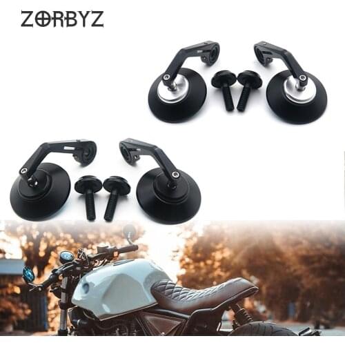 ZORBYZ Black Motorcycle CNC Round Handlebar End Side Rearview Mirror 12mm Bolt-on For BMW R nineT Scrambler Urban S1000R