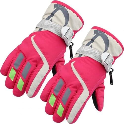1 Pair Warm Gloves Waterproof Good Performance Knitted Fabric Practical Kids Winter Outdoor Gloves for Skiing