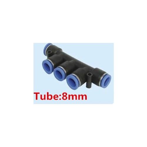 New 10pcs a lot one touch plastic tube 5 way pneumatic air quick fitting 8mm X type hose connector PW-8 five pipe joint