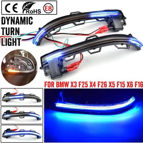 2pcs Flowing Water Blinker Side Mirror Flashing Light LED Dynamic Turn Signal Light For BMW X5 F15 2013-2018