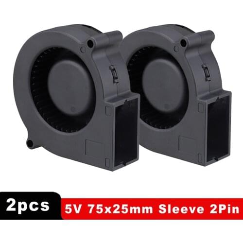 2PCS Gdstime 7525 75mmx25mm 75mm DC Blower Fan 5V 2Pin Brushless Turbo Centrifuge Cooling Fan 75MM 25MM Heatsink Cooler 3000RPM