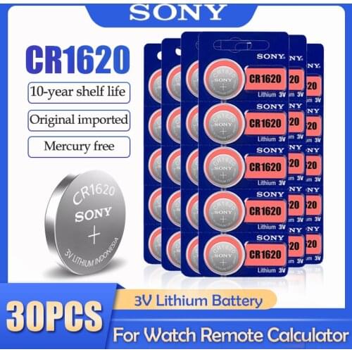 30Pcs/Lot Sony Original CR1620 CR 1620 3V Lithium Battery For Watch Remote Control Alarm Button Cell Coin BR1620 DL1620 ECR1620