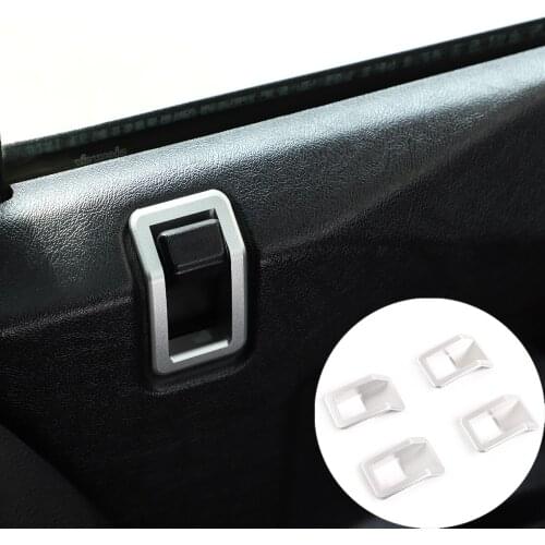 For Land Rover Defender 04-2019 Silver Aluminum Alloy Car Inner Door Handle Bolt Frame Replacement Accessories 4 Piece Set
