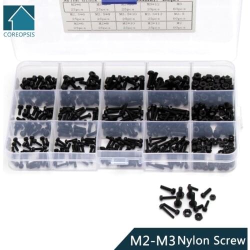 480pcs Nylon Round Head Phillips Screw Bolts Hex Nuts Set M2 M2.5 M3 Black White Plastic Screws Assortment Kit