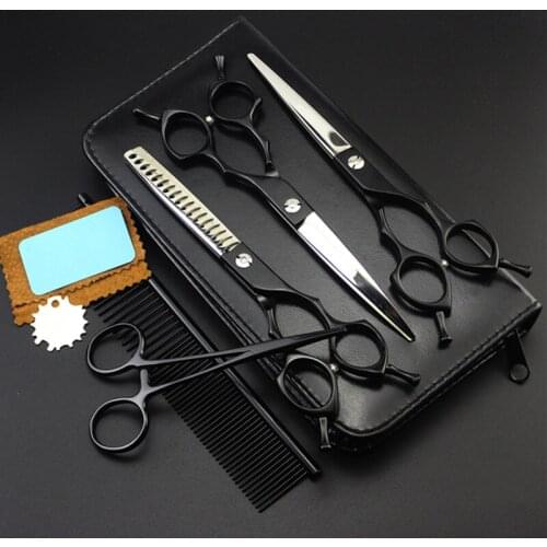 5 kit Professional Japan 6.5 inch black pet grooming hair scissors set dog cutting shears thinning barber hairdressing scissors