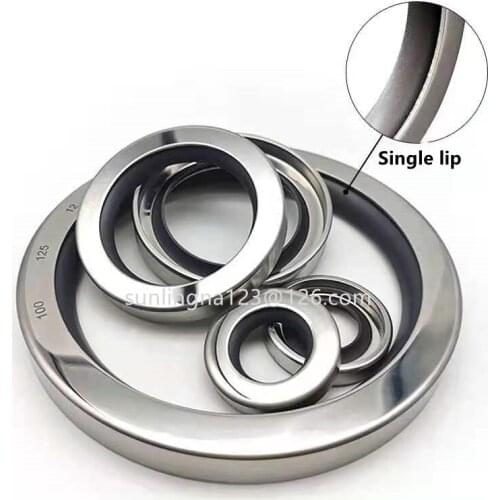 60*75*8mm single lip NBR PTFE shaft seal stainless steel oil seal, suitable for screw air compressor