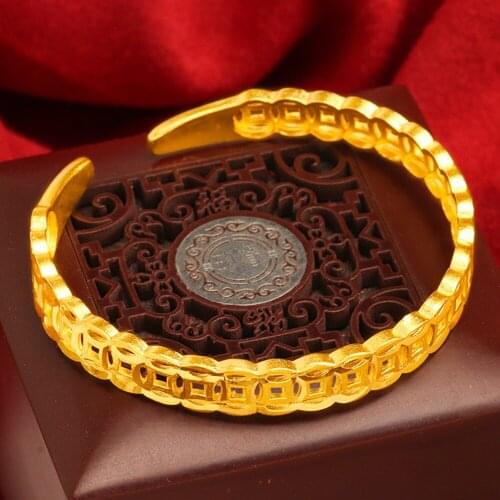 Cuff Bangle Geometry Shaped Jewelry Yellow Gold Filled Classic Women Bracelet Gift