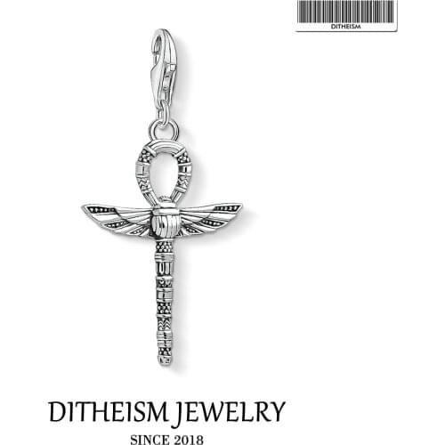 Cross of Life Ankh with Scarab Charms,2018 Fashion Jewelry 925 Sterling Silver Gift For Women Men Fit Bracelet Necklace Bag