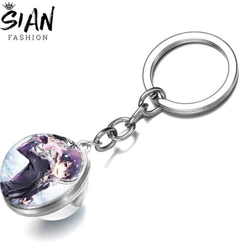 SIAN Anime Sword Art Online Keychains Keyrings Glass Cabochon Pendant Key Chain Ring Holder Metal Key Chain Gifts Gift Jewelry