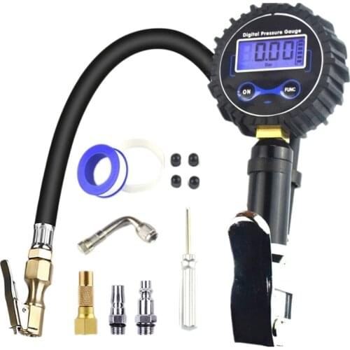 Digital Tire Inflator Pressure Gauge 0-200 PSI with Heavy-Duty Air Compressor Accessories