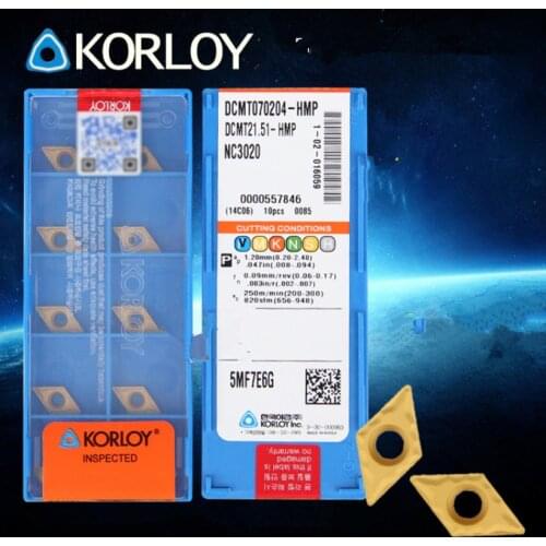 DCMT070204 DCMT11T304 DCMT11T308 HMP NC3020 10pcs 50pcs 100pcs KORLOY carbide insert Processing: alloy steel, etc