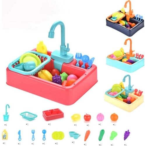 Childrens Kitchen Pretend To Play Toy Electric Dishwasher Fruit Game Sink Dishwasher Set Childrens Birthday Present