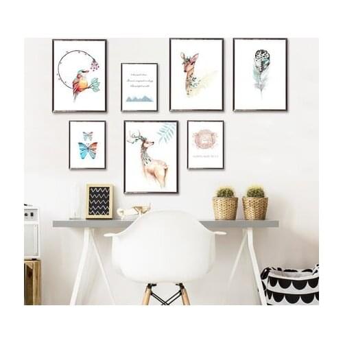 Nordic Style Animal Home Decor Vinyl Wall Sticker DIY Creative Photo Living Room Bedroom Decoration Poster Mural