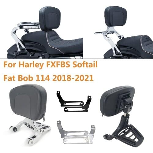 Motorcycle Fixed Mount&Multi Purpose Driver Passenger Backrest For Harley Fat Bob 2018-2020