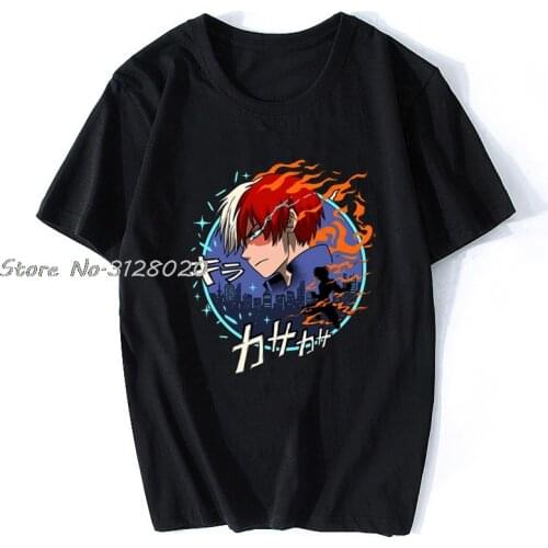 Japanese Anime Mha Todoroki T Shirt Spring Autumn Pattern Designing Euro Size Over Size Funny Fitness Outfit Cotton Shirt