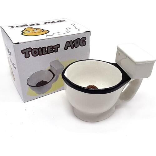 Novelty Toilet Ceramic Mug with Handle 300ml Coffee Tea Milk Ice Cream Cup Spoof Poop Cup Funny Gifts for Friends