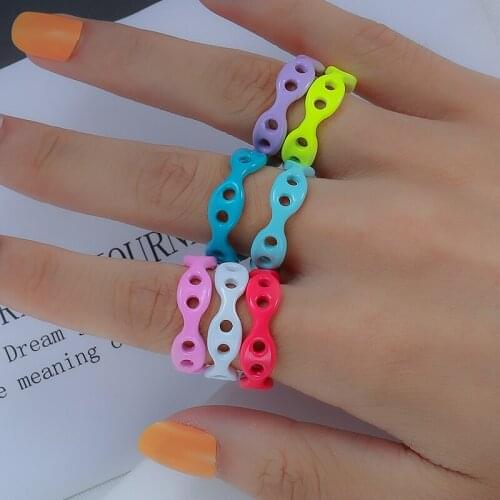 Hot Sale Candy Color Rainbow Pig Nose Opening Adjustable Ring For Woman 2021 New Fashion Sweet Jewelry Gift Party