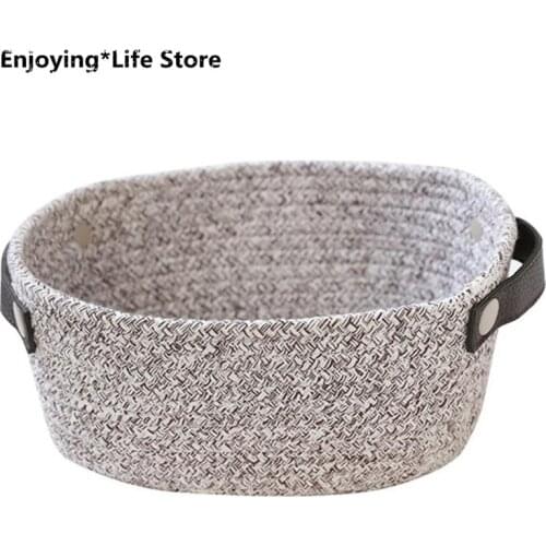 Cotton Woven Storage Basket Storage Basket With Handle Design Cotton Rope Basket To Store Sundries Toy For Home Brown