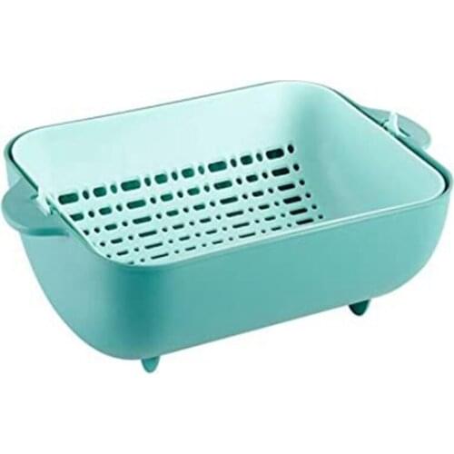 Kitchen Strainer/Colander Bowl Sets, 2-In-1 Multifunction Large Plastic Washing Bowl and Strainer, Space-Saver(1 Pcs)