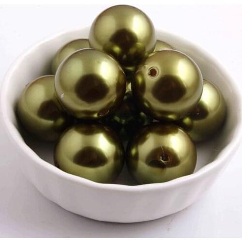 Kwoi vita A26 olive green color Chunky Fashion 20mm acrylic Imitation Pearl beads 100pcs a lot for kids Beaded Jewelry
