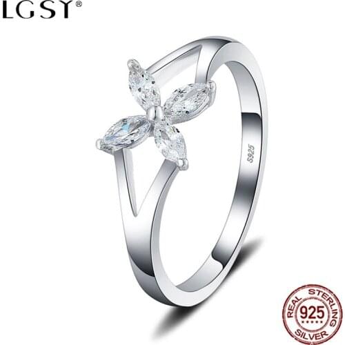 LGSY DR1064 925 Sterling Silver Rings Sapphire Fine Jewelry Round Rings Female Finger Rings Wholesale Blue Crystal Jewelry