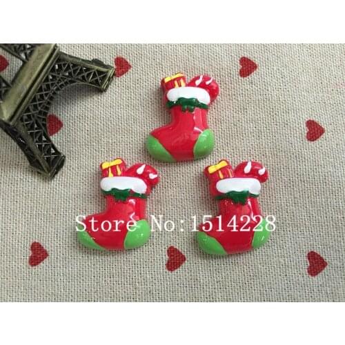 Mina Free shipping! Resin hot and kawaii Christmas socks. Resin Flatback Cabochon for christmas decoration &gift, DIY.26*28mm